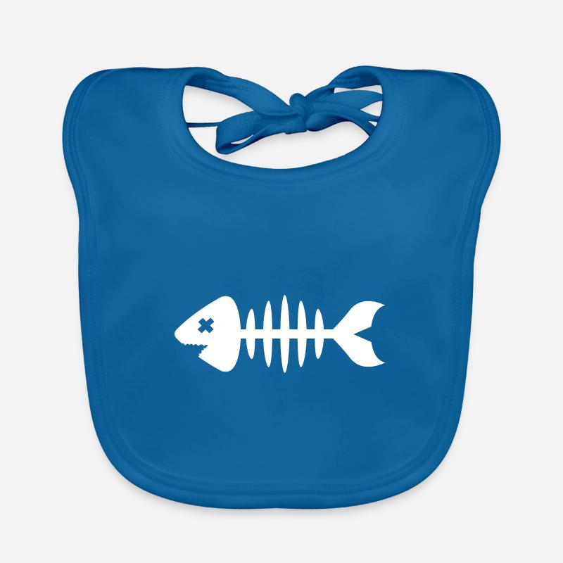 Symbole de poisson Os os - Bavoir bio Bébé - bleu paon