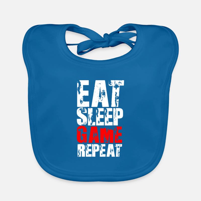 EAT SLEEP GAME REPEAT Organic Baby Bibs