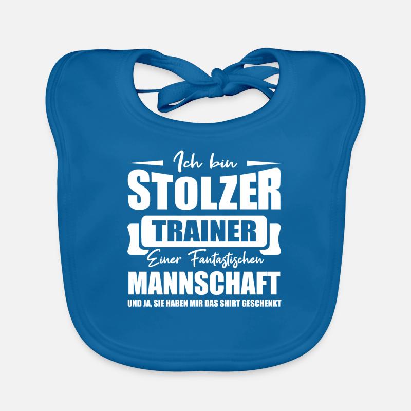 Trainer Shirt • Stolzer Trainer • Geschenk - Baby Bio-Lätzchen - Pfauenblau