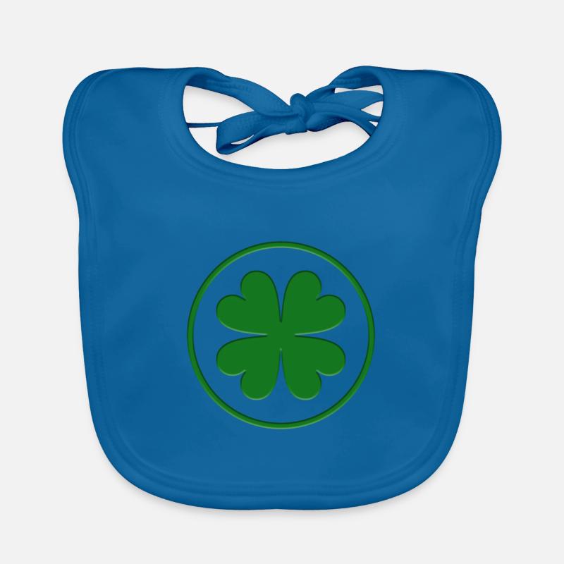 Ein Kleeblatt oder so - A shamrock or something - Baby Bio-Lätzchen - Pfauenblau