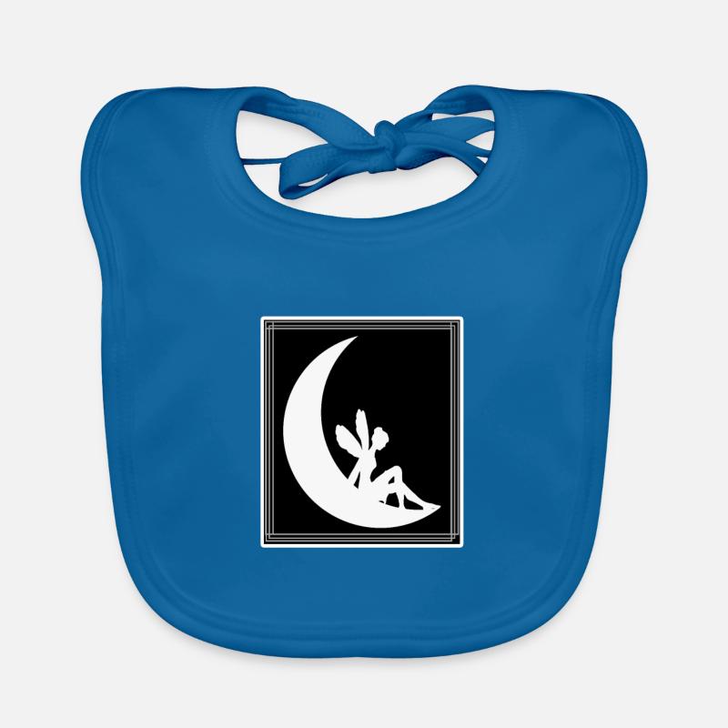 Fée sur la lune - fée sur la lune - Bavoir bio Bébé - bleu paon