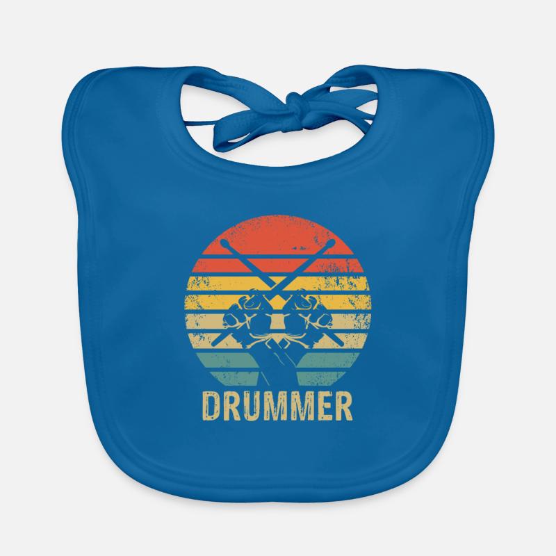 Retro Drums Drummer Vintage Drummer - Bavoir bio Bébé - bleu paon