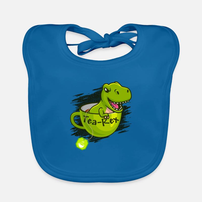 T-Rex Tee Rex Tea Rex - Baby Bio-Lätzchen - Pfauenblau