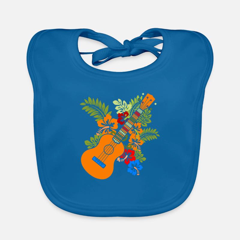 Ukulele - Baby Bio-Lätzchen - Pfauenblau