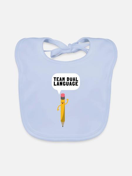 Dual Language Team Bilingual Teacher School Tutor - Organic Baby Bibs - sky blue - Front