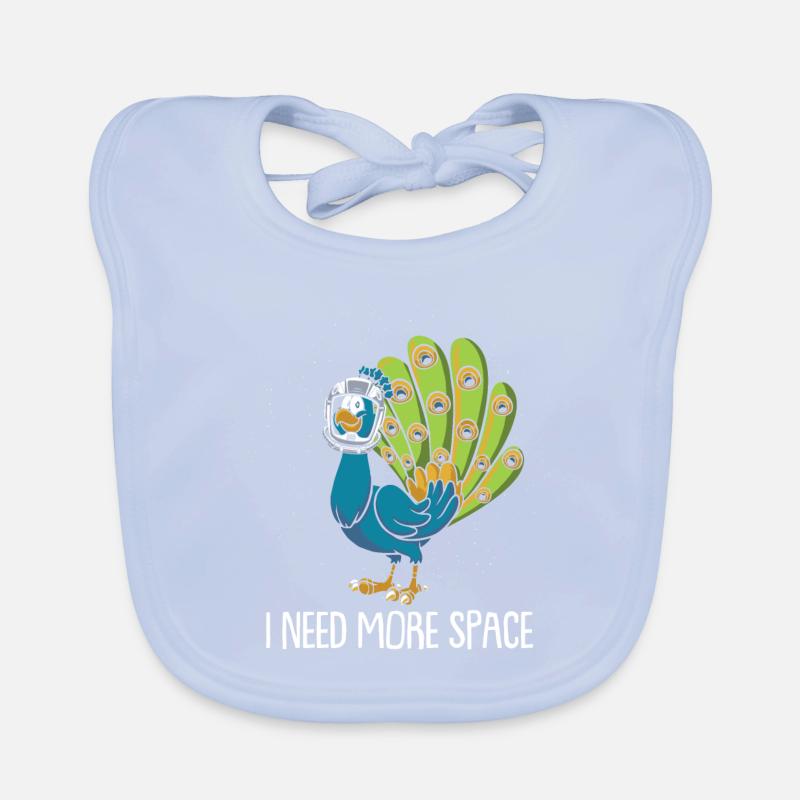 Peacock Bird Astronaut I Need More Space Organic Baby Bibs