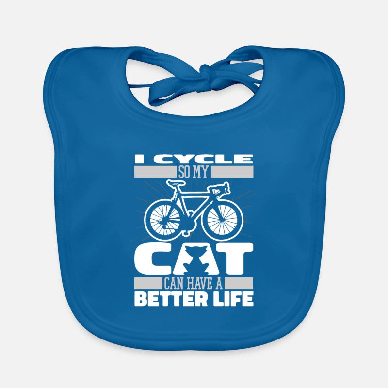 Vélo de route Cycliste Chat - Bavoir bio Bébé - bleu paon