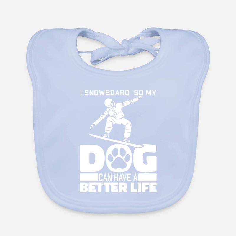 Snowboard Snowboarder Dog Organic Baby Bibs