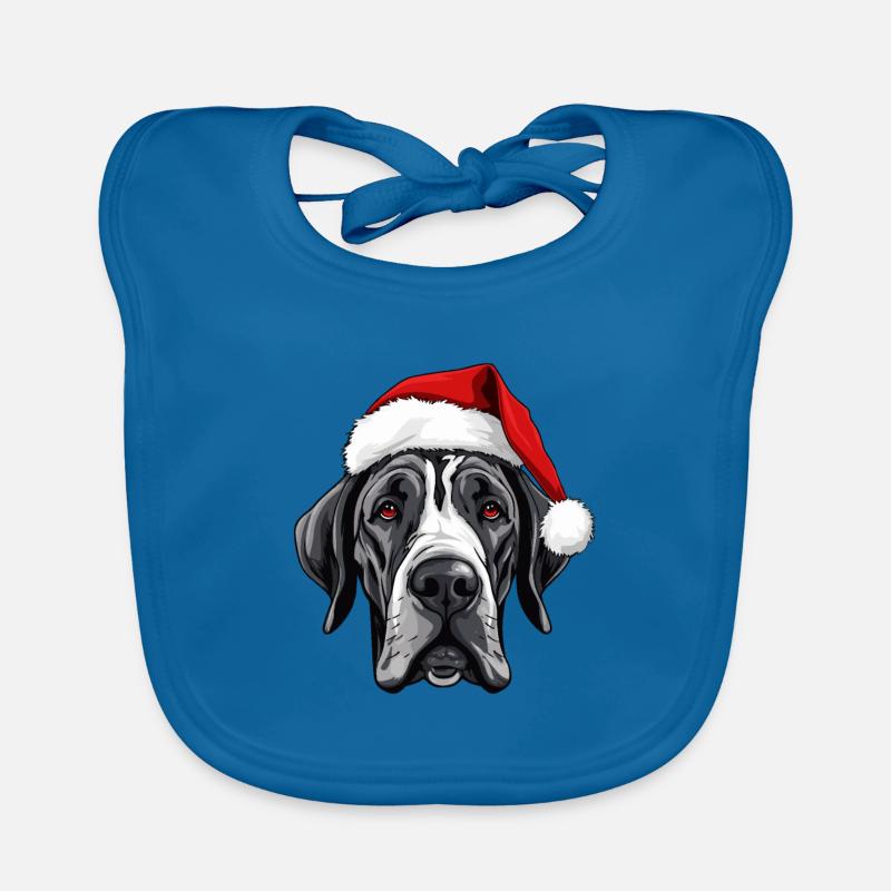 Great Dane Dog Christmas Head Organic Baby Bibs