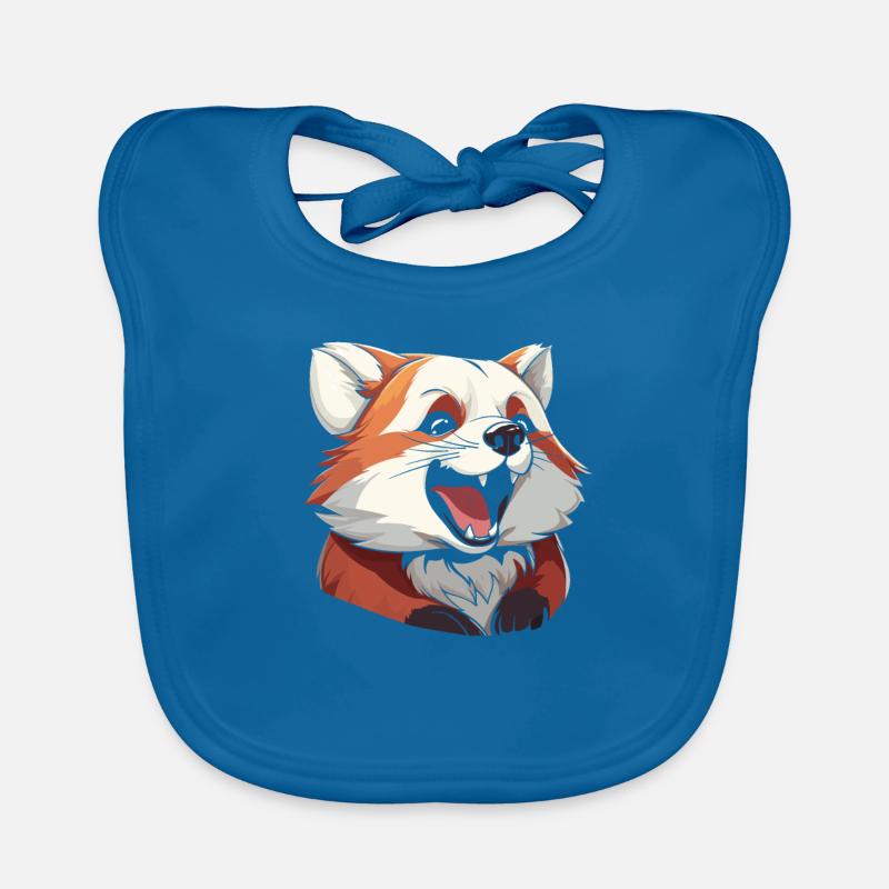 Panda roux souriant - Bavoir bio Bébé - bleu paon