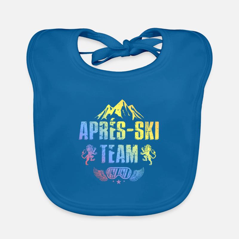 Après-ski Equipe Ski Coloré - Bavoir bio Bébé - bleu paon