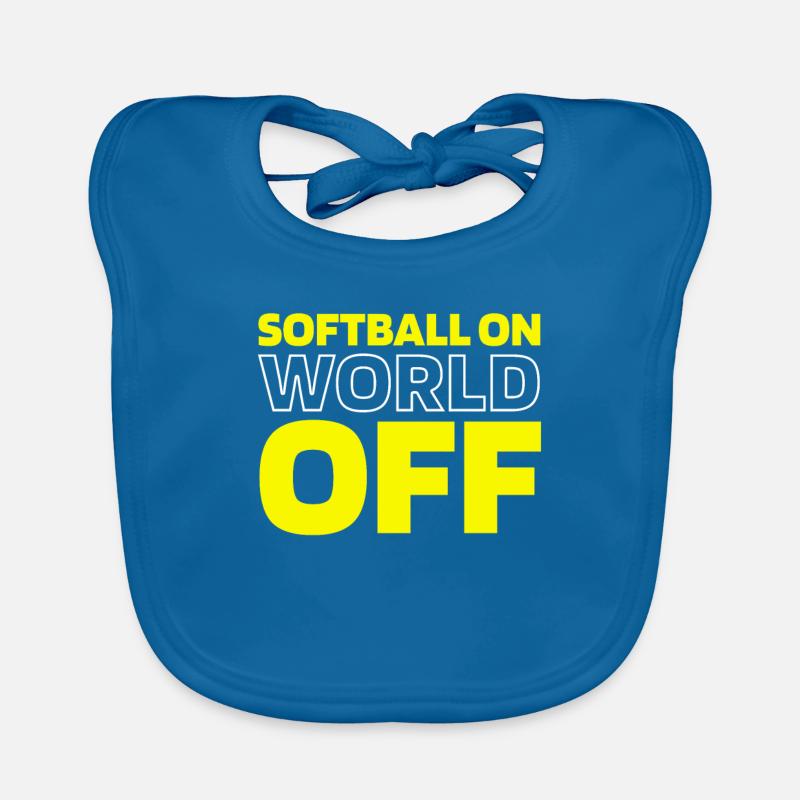 Softball Softball On World Off - Bavoir bio Bébé - bleu paon