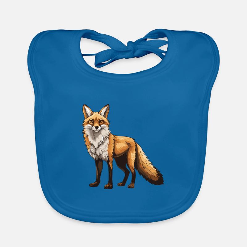 Fuchs Tier - Baby Bio-Lätzchen - Pfauenblau