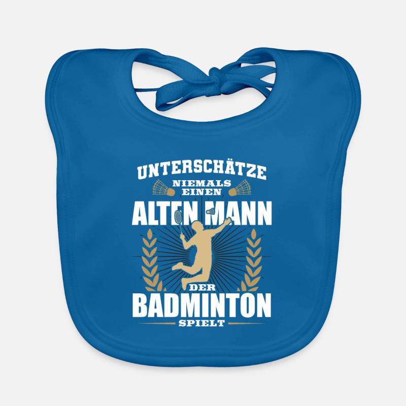 Badminton Unterschätze niemals einen alten Mann - Baby Bio-Lätzchen - Pfauenblau