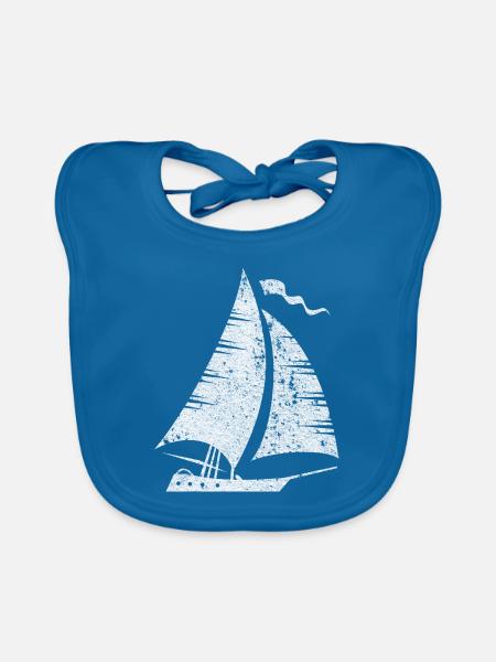 Segelboot Silhouette Minimalistisch Grunge - Baby Bio-Lätzchen - Pfauenblau