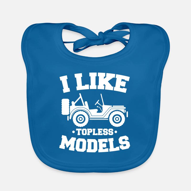 j'aime les modèles topless - Bavoir bio Bébé - bleu paon