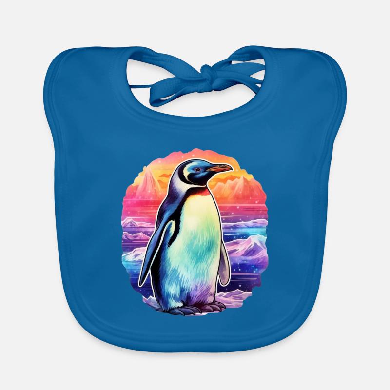 Pingouin - Bavoir bio Bébé - bleu paon