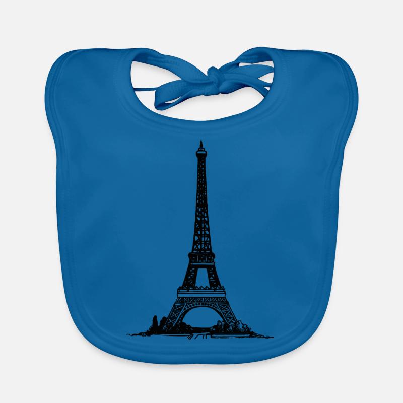 Paris Tour Eiffel - Bavoir bio Bébé - bleu paon