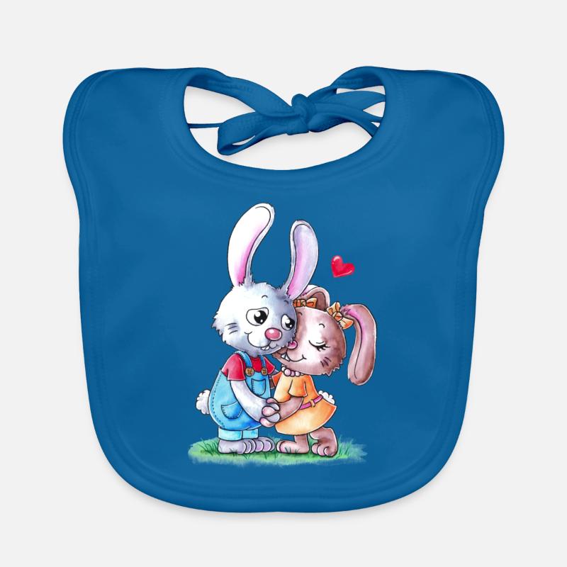 Cute cartoon easter bunny couple Organic Baby Bibs