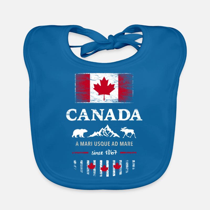 Canada Feuilles d’érable Ottawa Montréal Vancouver Québec - Bavoir bio Bébé - bleu paon