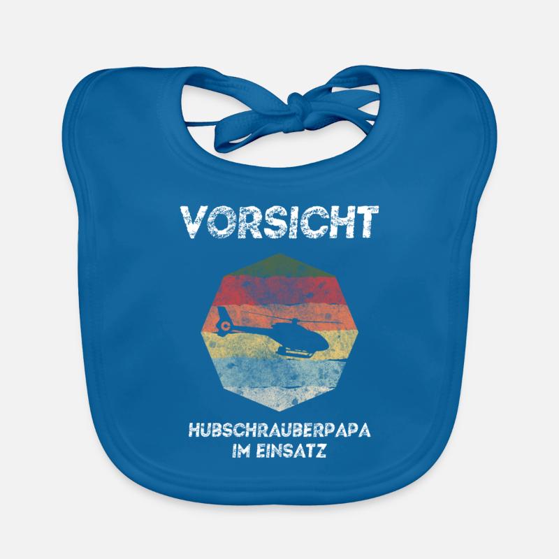 Hubschrauber Papa im Einsatz Geschenk Retro 70`s Baby Bio-Lätzchen