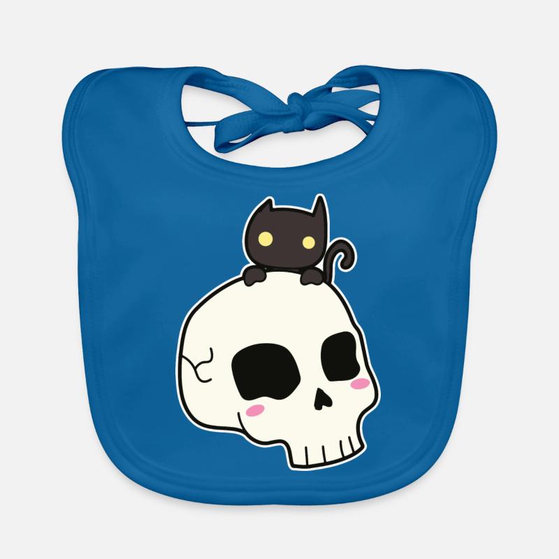 Skull Chat - Bavoir bio Bébé - bleu paon