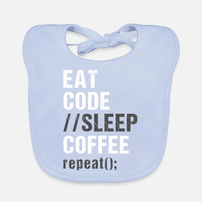 Eat Code Sleep Coffee Répéter Bavoir bio Bébé