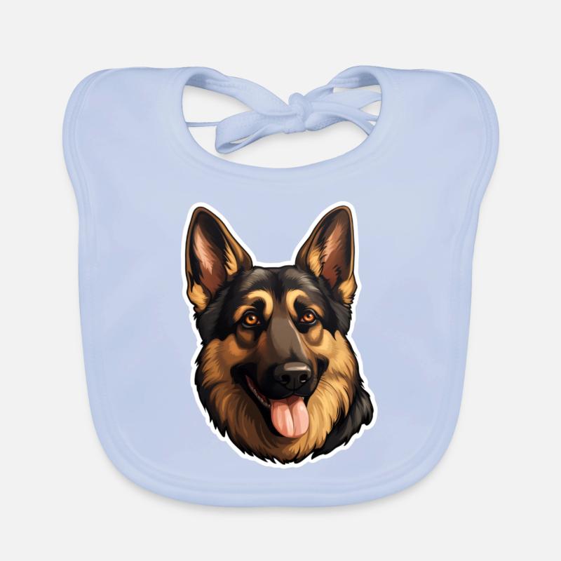 German Shepherd Head Organic Baby Bibs