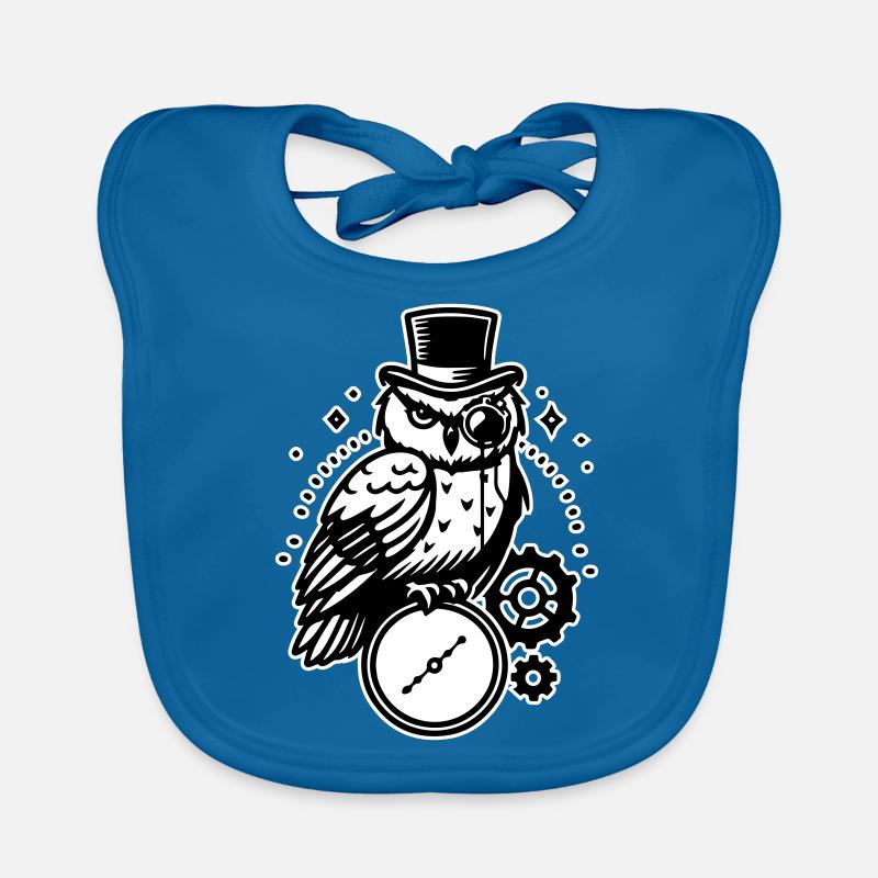 Steampunk Eule und Uhr Design Baby Bio-Lätzchen