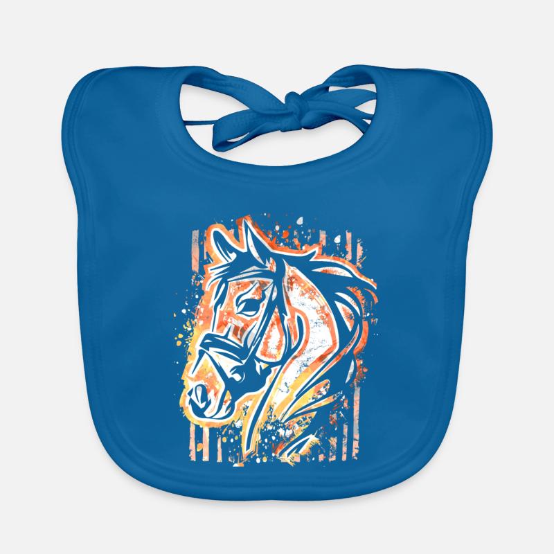Pferd - Bunter Pferdekopf - Reiten - Reiter - Ross Baby Bio-Lätzchen