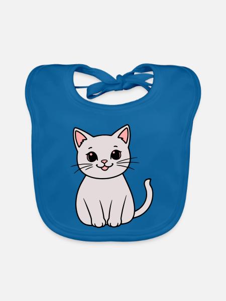 gray kitten - Organic Baby Bibs - peacock-blue - Front