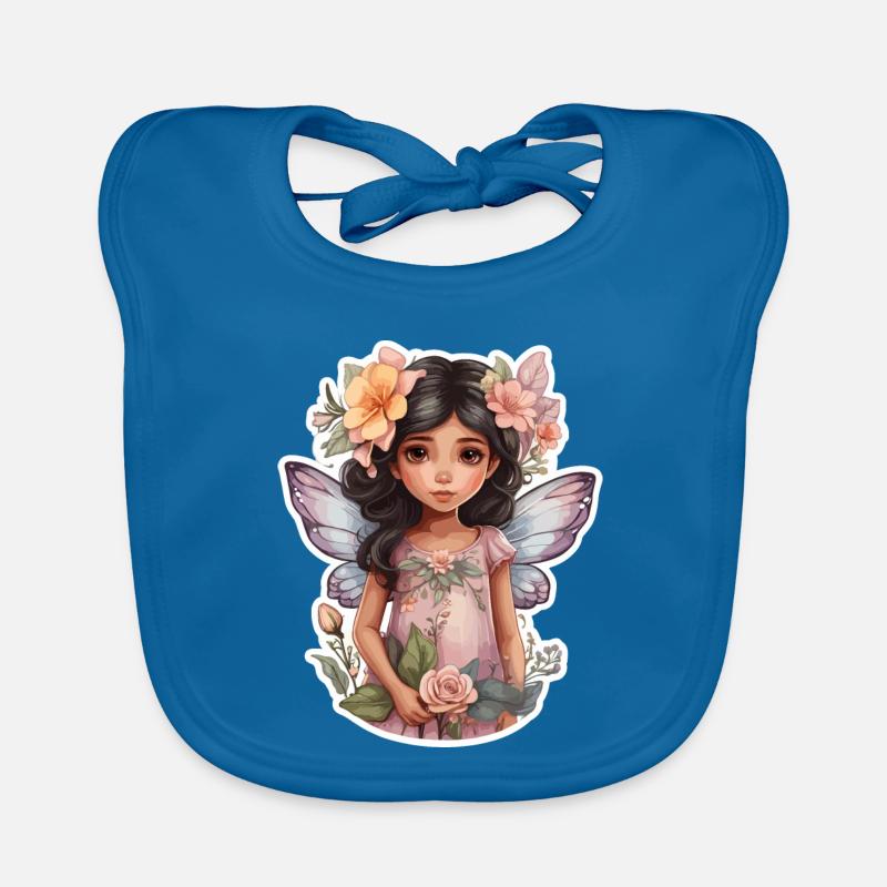 Kleine Fee mit Blumen - Baby Bio-Lätzchen - Pfauenblau