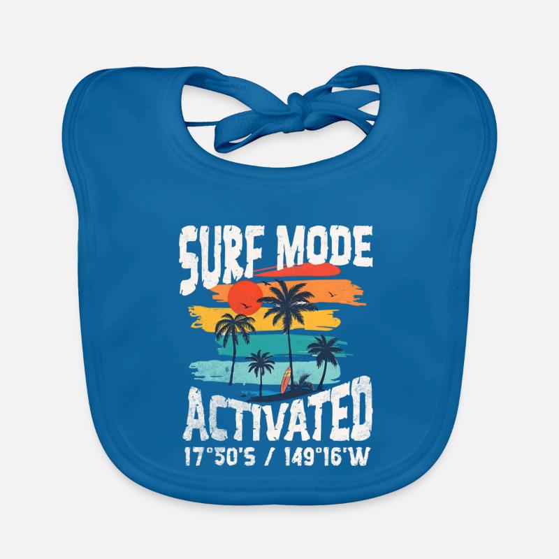 Surf mode activated Copy - Bavoir bio Bébé - bleu paon