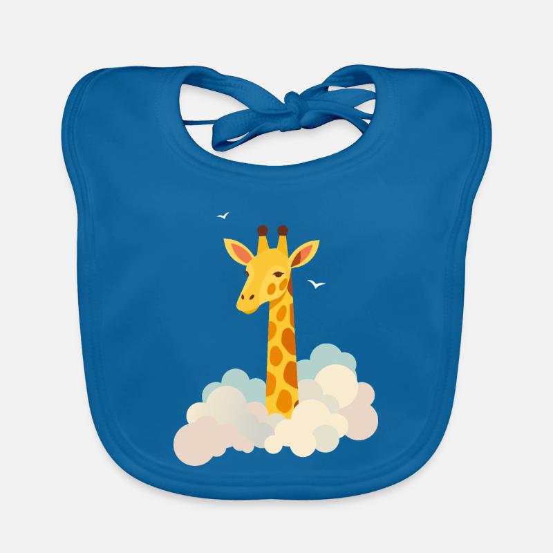 Gentle giraffe above the clouds – Dreamlike motif Organic Baby Bibs