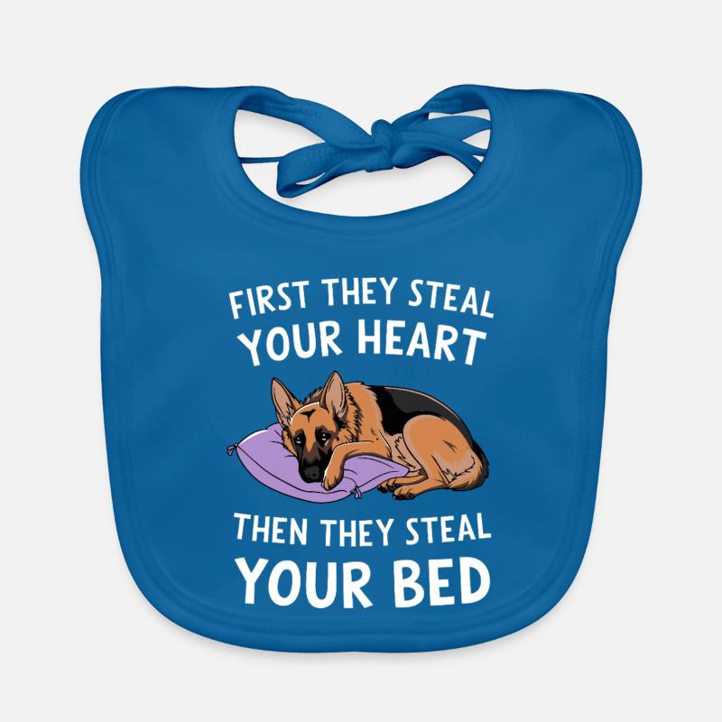 German Shepherd Steals Heart and Bed Organic Baby Bibs