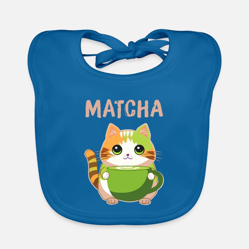 Matcha Katze - Baby Bio-Lätzchen - Pfauenblau