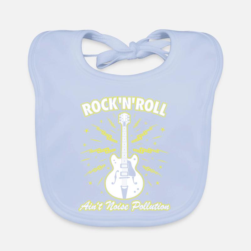 Rock 'N' Roll Ain't Noise Pollution Guitar Organic Baby Bibs
