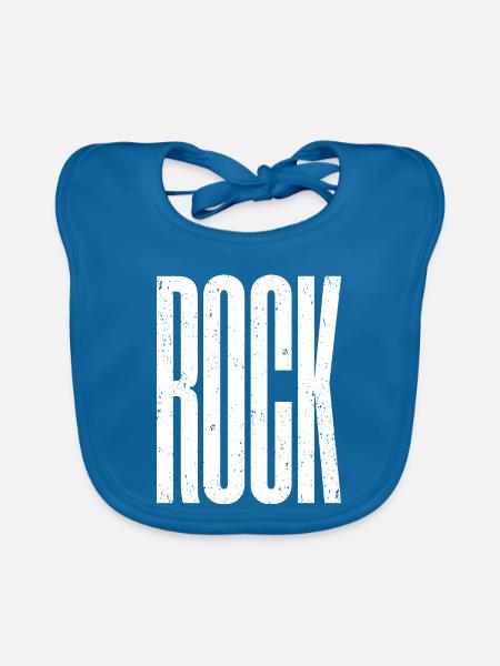 Rock Bold Distressed Typografie - Baby Bio-Lätzchen - Pfauenblau - Vorne