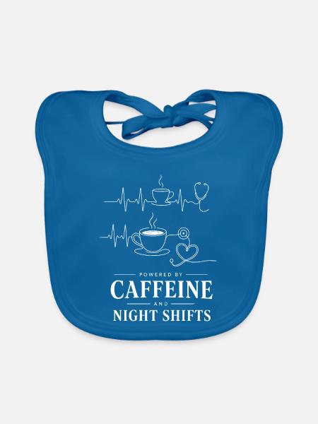 Kaffee Power Nachtshifts Illustration - Baby Bio-Lätzchen - Pfauenblau - Vorne