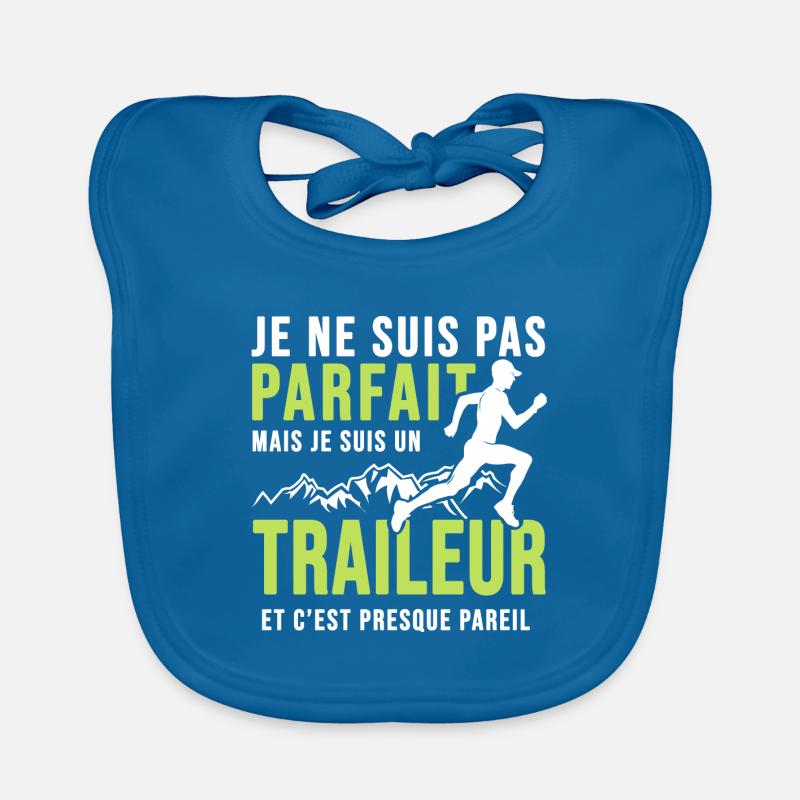 traileur pas parfait trail ultra course à pied - Bavoir bio Bébé - bleu paon