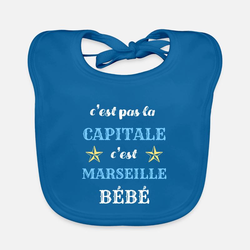 c'est pas la capitale humour - Bavoir bio Bébé - bleu paon