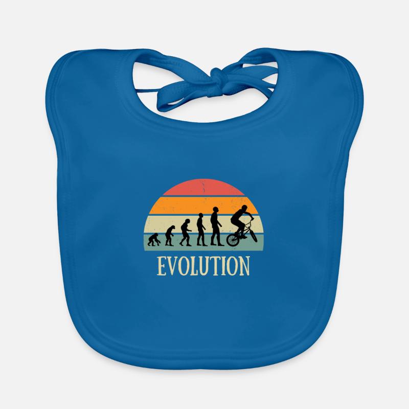 evolution vintage bmx humour ado garçon cadeau - Bavoir bio Bébé - bleu paon