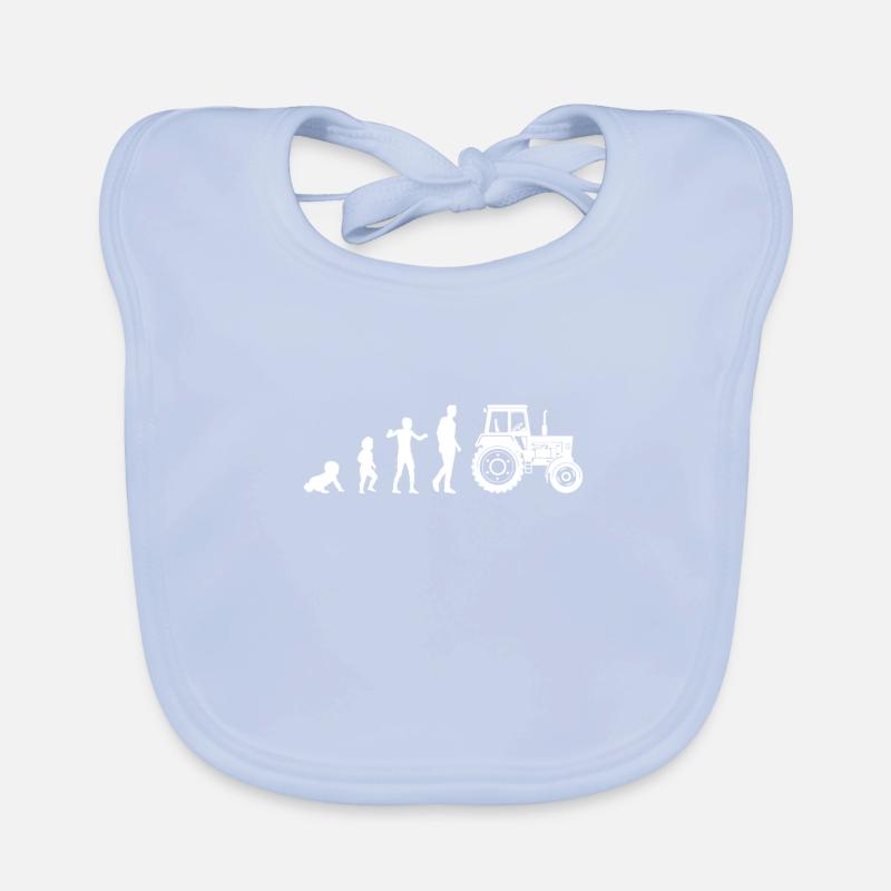 evolution baby farmer humor tractor man Organic Baby Bibs