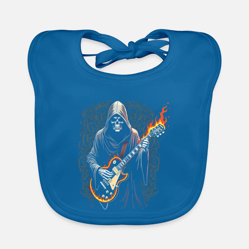 Grim Reaper with Guitar - Rock Style Organic Baby Bibs