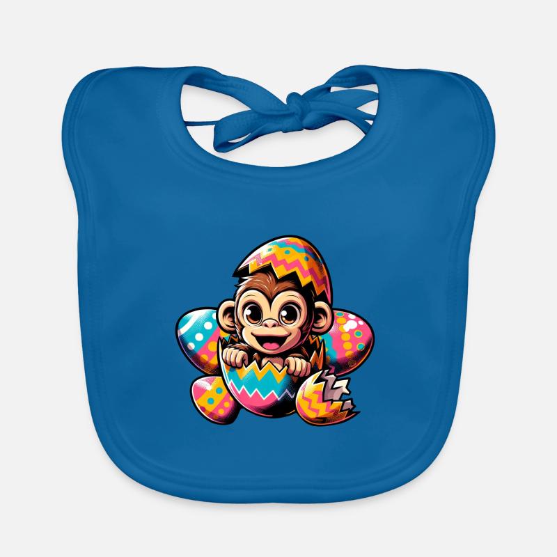 Easter Monkey Hatches Easter Egg Design Organic Baby Bibs