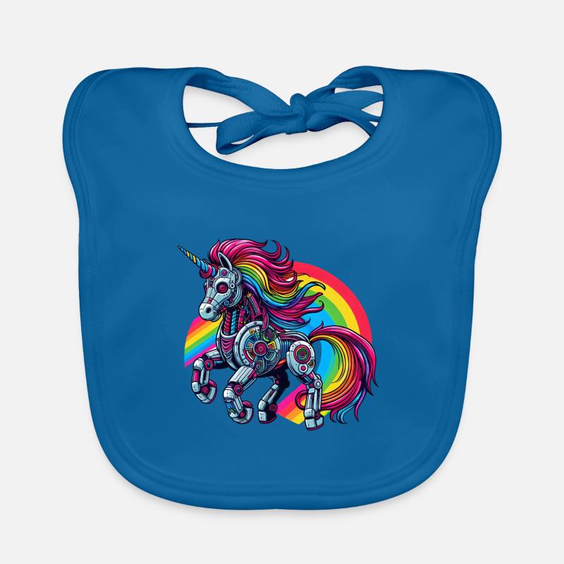Licorne cyborg avec arc-en-ciel Bavoir bio Bébé