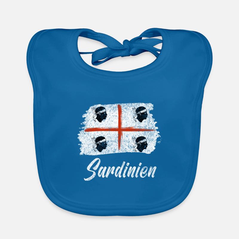 Sardaigne retro - Bavoir bio Bébé - bleu paon