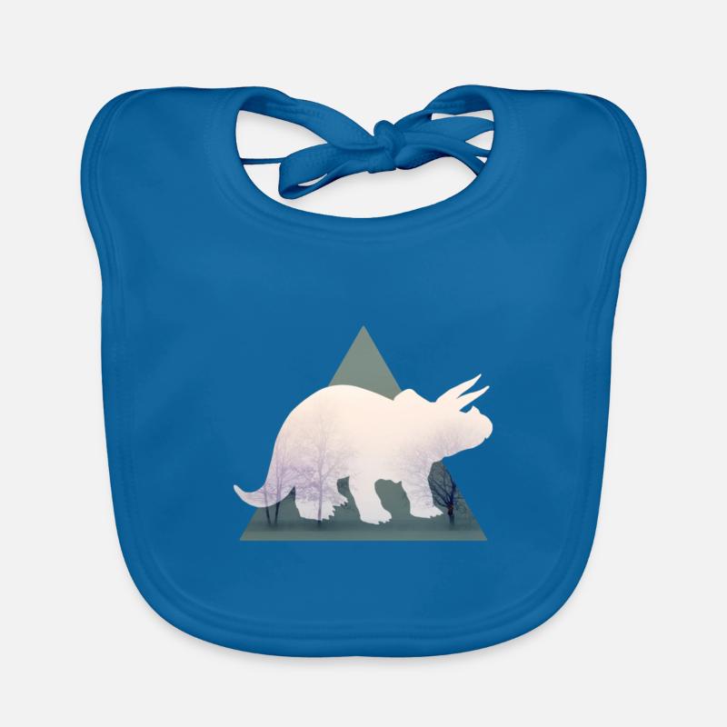 Triceratops dans la forêt - Bavoir bio Bébé - bleu paon