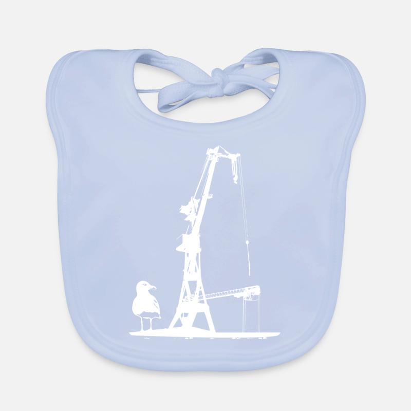 Hafenkran Werft Schiffsbau Dock Hamburg Möwe Baby Bio-Lätzchen