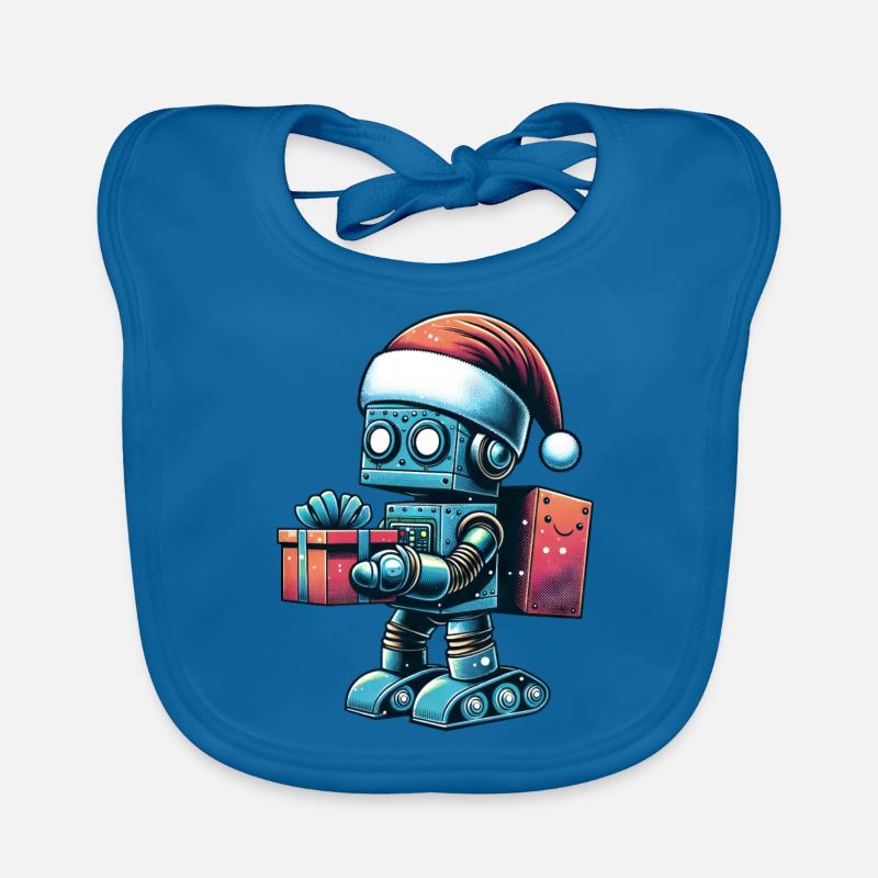 Robot Santa Claus Festive Technology Organic Baby Bibs